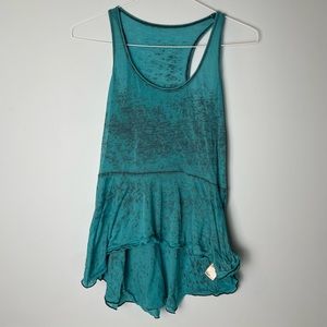 Free People Teal Flowy Tank Top